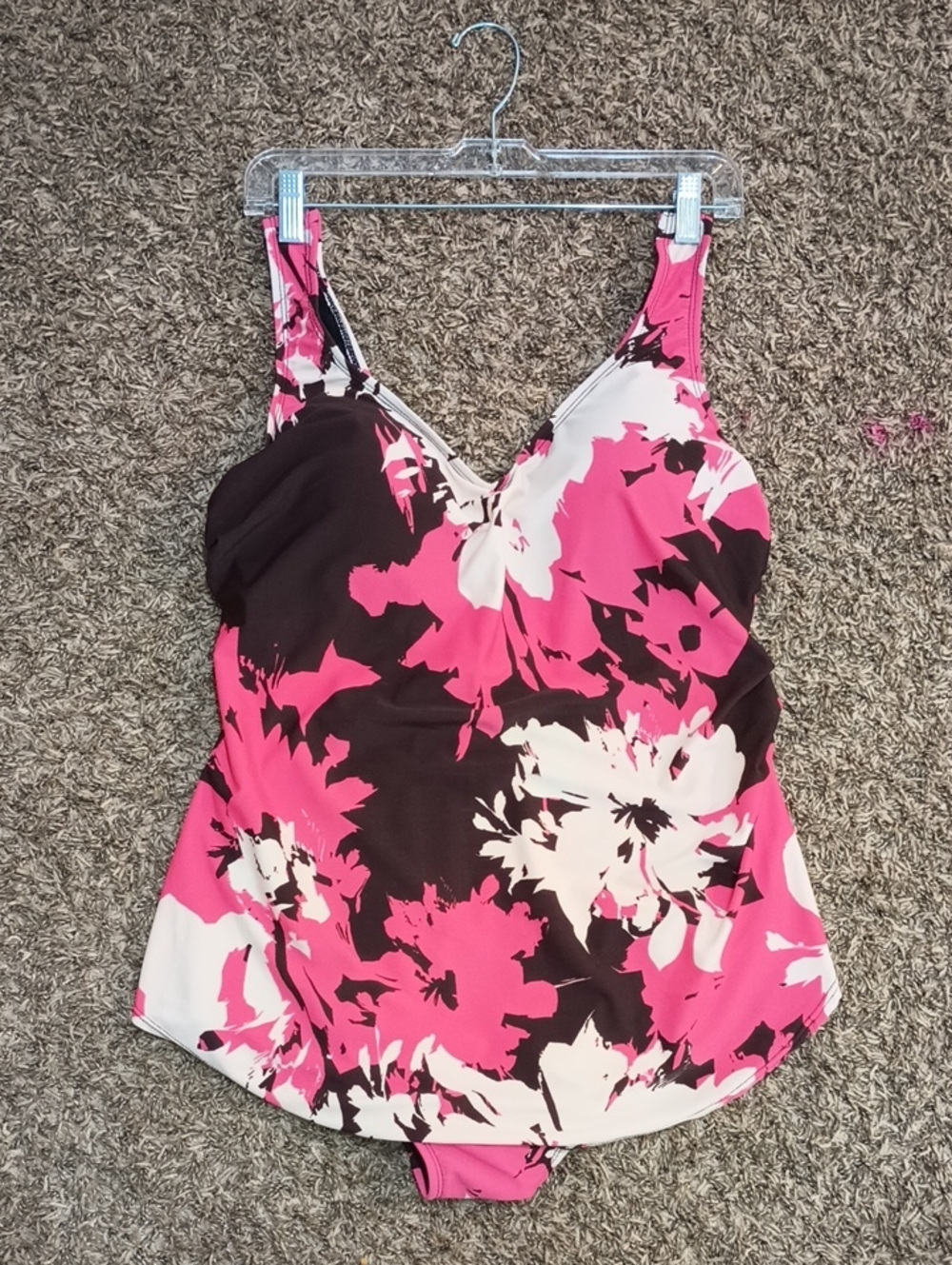#. Swimsuits For All Beach Belle Pink Brown Ivory One Piece Swimsuit. Size: 18